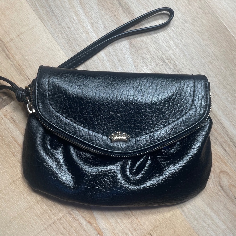 Juicy Couture Black Pebbled Faux Leather Wristlet Bag HJC54WR067